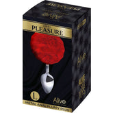 ALIVE - RED FLUFFY SMOOTH METAL ANAL PLEASURE PLUG SIZE L